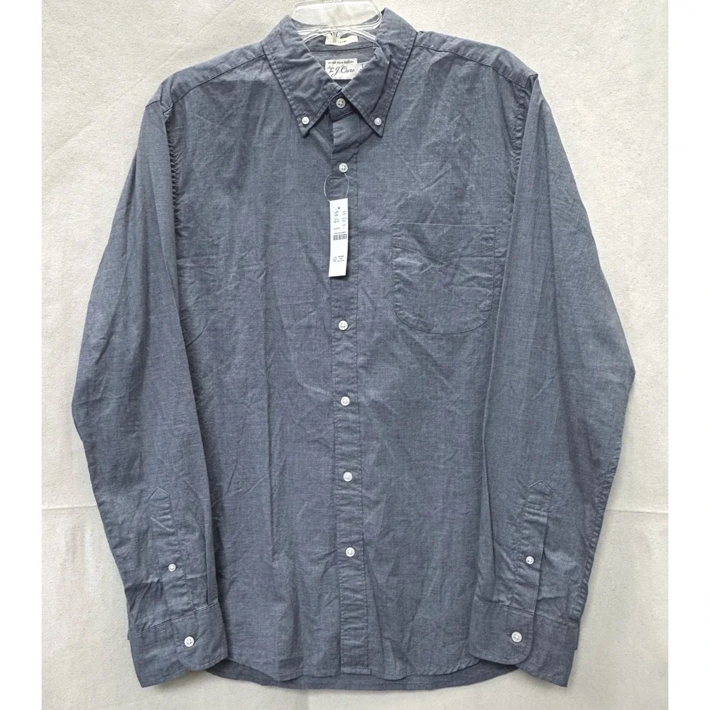 J. Crew Slim Secret Wash Neutral Preppy Minimalist Shirt Mens L Gray Cotton NWT